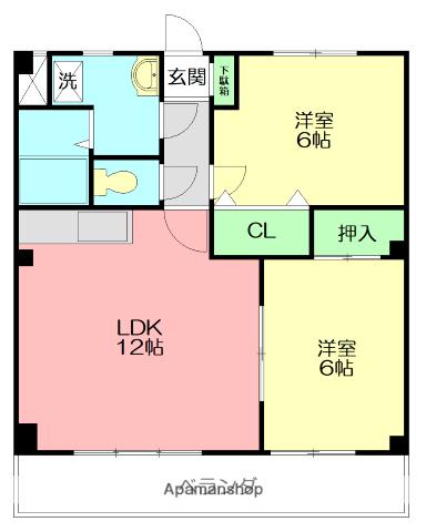 プリベールつるや(2LDK/1階)の間取り写真
