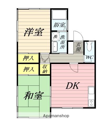 ネイヴィーフィールド茅ヶ崎B棟(2DK/1階)の間取り写真