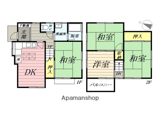 東海道本線 二宮駅 バス乗車時間：8分 下中小学校前バス停で下車 徒歩1分 2階建 築45年(4DK)の間取り写真