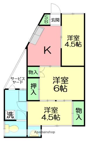 東海道本線 辻堂駅 徒歩12分 1階建 築66年(3K)の間取り写真
