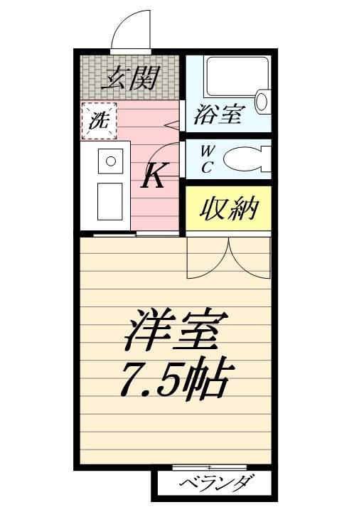 クロノス南矢名1番館(1K/2階)の間取り写真