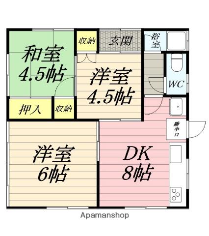 東海道本線 国府津駅 徒歩15分 1階建 築39年(3DK)の間取り写真