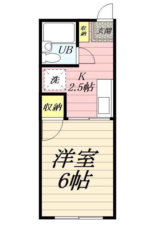 シティハイムベルB(1K/2階)の間取り写真