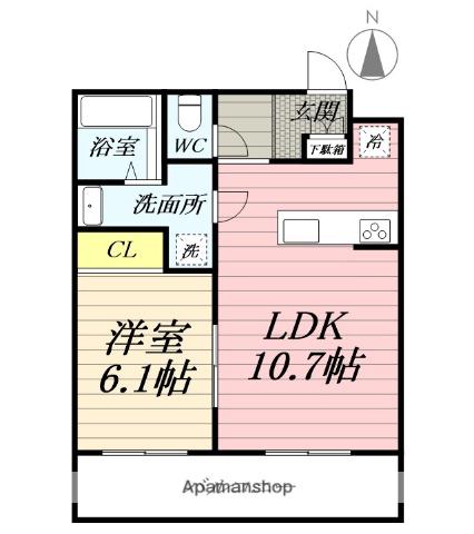 フラットヒル大和2(1LDK/3階)の間取り写真
