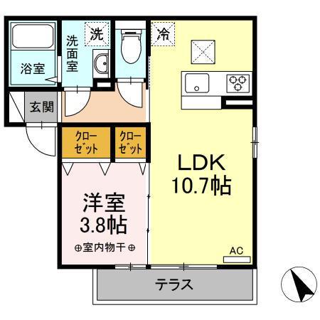 ソラーレ湘南(1LDK/1階)の間取り写真