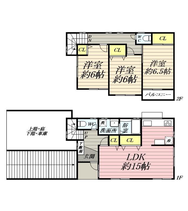 小田急電鉄小田原線 海老名駅 徒歩22分 2階建 築25年(3LDK)の間取り写真