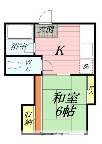 山和ハイツ(1K/2階)の間取り写真