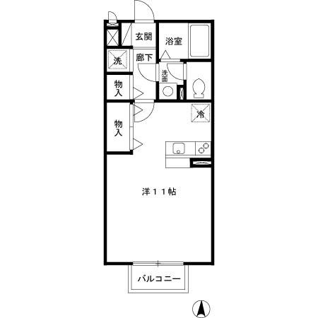エントピア中央(ワンルーム/2階)の間取り写真