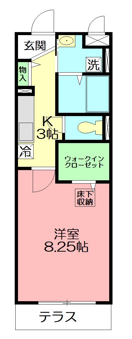 ヴィラ新天地(1K/1階)の間取り写真