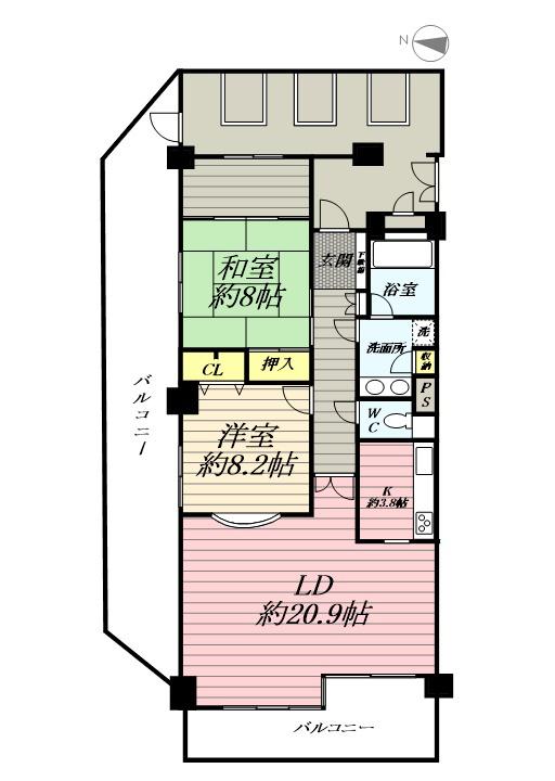 ライオンズヒルズ鎌倉山(2LDK/1階)の間取り写真