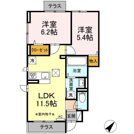 RSHEIM(2LDK/1階)の間取り写真