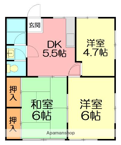 スターハイツNO.1(3DK/2階)の間取り写真