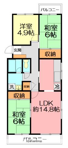 コープ野村厚木愛甲6号棟(3LDK/3階)の間取り写真