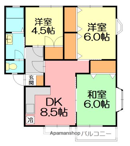 フローラルハイツ(3DK/2階)の間取り写真