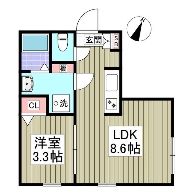 HALE伊勢原(1LDK/1階)の間取り写真