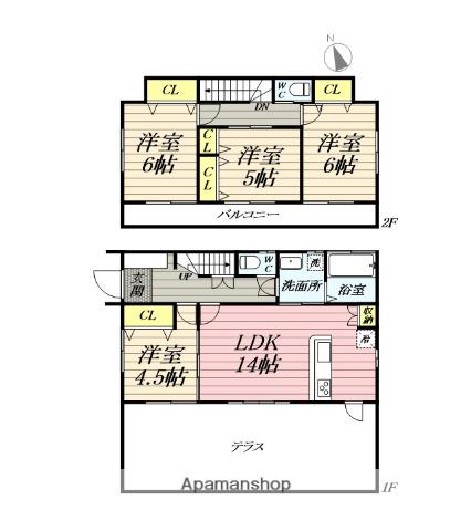 神奈川県小田原市 2階建 築12年(4LDK)の間取り写真