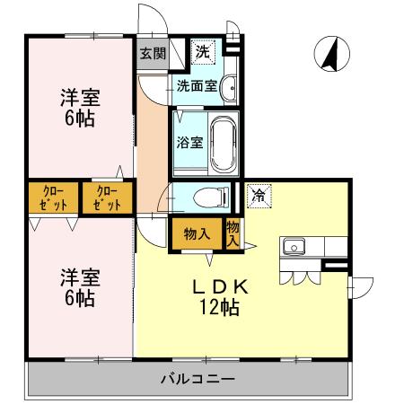 リーフガーデンII(2LDK/2階)の間取り写真