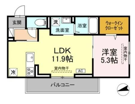 アンソレイユ宮ノ上(1LDK/2階)の間取り写真