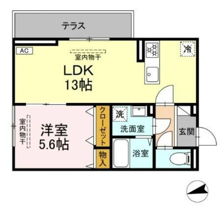 アンソレイユ宮ノ上(1LDK/1階)の間取り写真