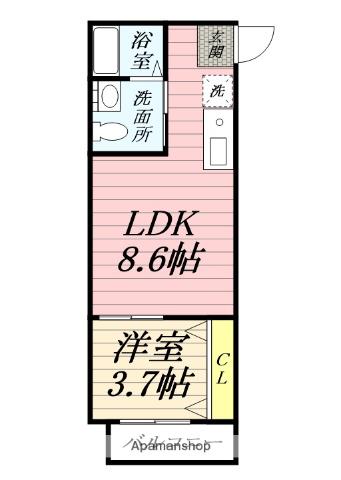 ひなたと春風のラテ(1LDK/3階)の間取り写真