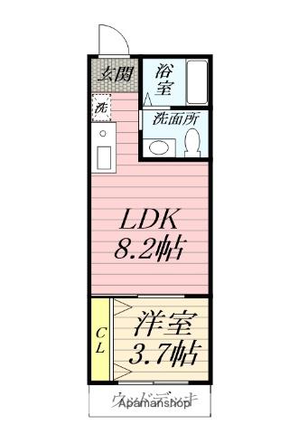 ひなたと春風のラテ(1LDK/1階)の間取り写真