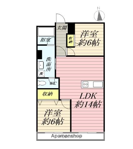 ポートライフ大和(2LDK/2階)の間取り写真
