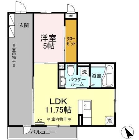 アルメリア湘南(1LDK/2階)の間取り写真