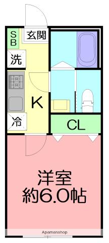 WISTERIA LAGOON 大鋸3丁目(1K/1階)の間取り写真