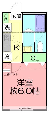 WISTERIA LAGOON 大鋸3丁目(1K/2階)の間取り写真