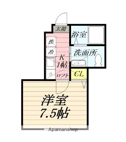 LUNARIS EBINA(1K/2階)の間取り写真