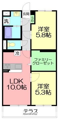 ジュヌ・プリーモ(2LDK/1階)の間取り写真