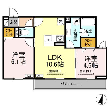 リートゥス湘南辻堂(2LDK/3階)の間取り写真