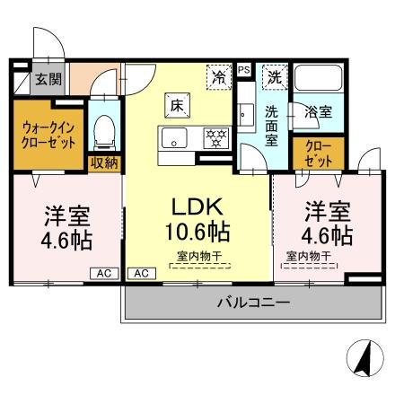 リートゥス湘南辻堂(2LDK/1階)の間取り写真