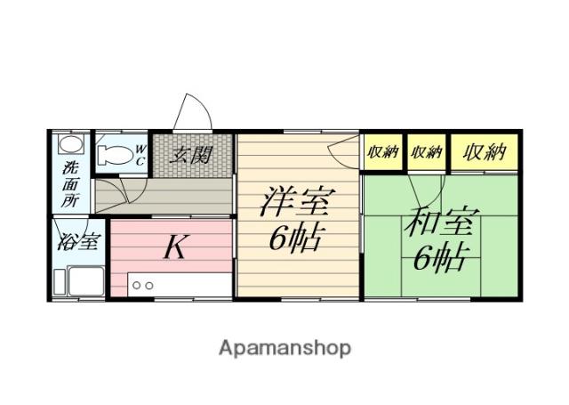 東海道本線 国府津駅 徒歩22分 1階建 築50年(2K)の間取り写真