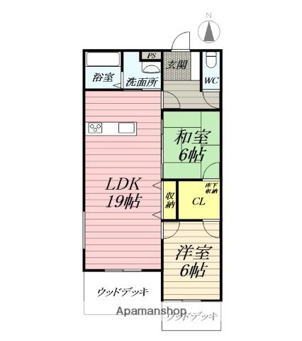 シェ・モア・ドーヴィル(2LDK/1階)の間取り写真