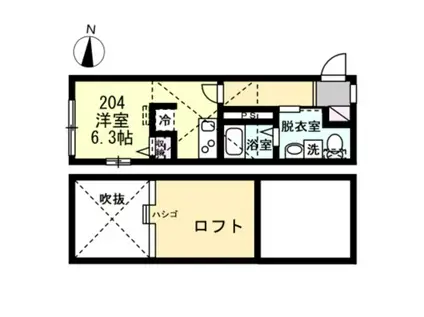 スピカ武蔵中原(ワンルーム/2階)の間取り写真
