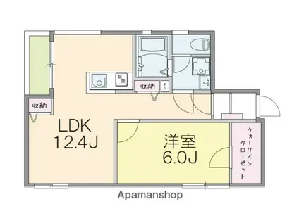 アフェリオ横浜ウエストバレイ(1LDK/2階)の間取り写真