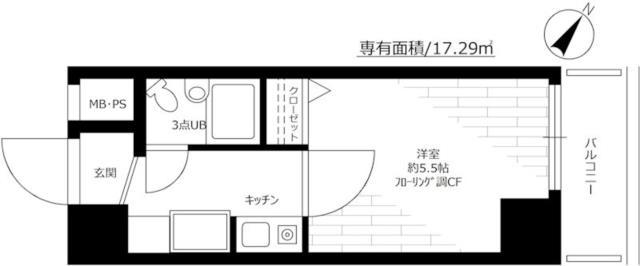 日神パレステージ横浜南(1K/7階)の間取り写真