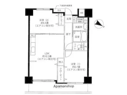 ポートヴィラ AK(2LDK/4階)の間取り写真