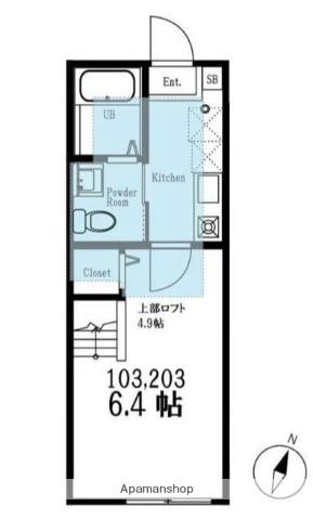 ハーミットクラブハウス横浜LUNA(ワンルーム/2階)の間取り写真