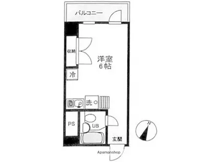グリーンピア富岡Ⅱ棟(ワンルーム/1階)の間取り写真