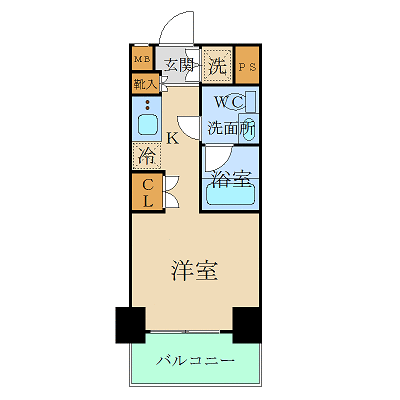 PREMIUM・CUBE横浜(ワンルーム/5階)の間取り写真