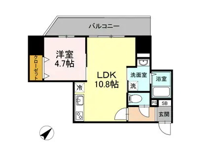 ベイサイドヒルズ関内(1LDK/10階)の間取り写真