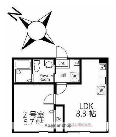 ハーミットクラブハウス桜木町JIN(1LDK/2階)の間取り写真