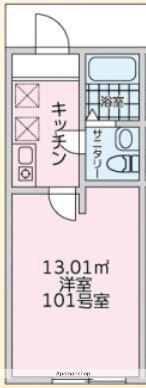 プルミエール富岡(1K/1階)の間取り写真