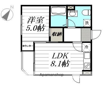 ダリア横浜(1LDK/2階)の間取り写真