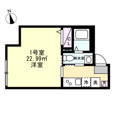 ベイルーム金沢西柴(1K/1階)の間取り写真