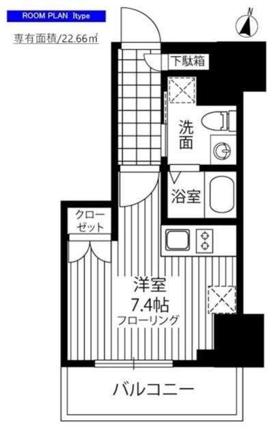 ラクレイス横濱山下町(ワンルーム/11階)の間取り写真