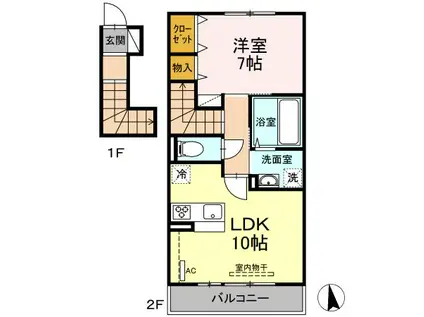 ソシアA(1LDK/2階)の間取り写真