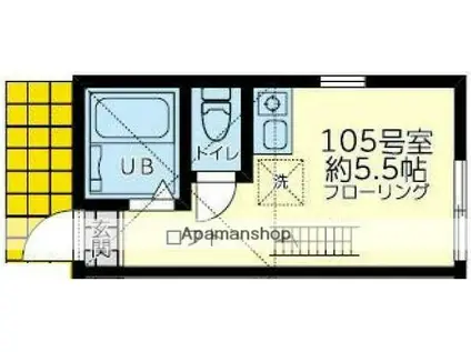 ユナイト屏風ヶ浦ザナドゥー(ワンルーム/1階)の間取り写真